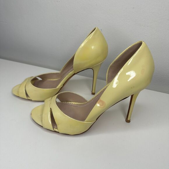 Jean-Michel Cazabat Yellow Olina Open-Toe D'Orsay Leather Stiletto Heel 38 7.5 - Picture 6 of 10